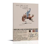 Bad Bunny Nadie Sabe Lo Que Va A Pasar Mañana Waterproof Poster Wall Painting Canvas Decorative Painting Suitable for Office Bedroom Decoration Living Room Poster 24x36inch(60x90cm) Frame-style