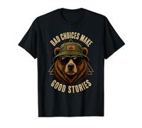 Bad Choices Make Good Stories Funny Camping Bear Vintage Value Graphic T-Shirt