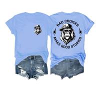 Bad Choices Make Good Stories Shirt Funny Monkey Shirt Graphic Tees for Women Men