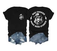 Bad Choices Make Good Stories Shirt Funny Monkey Shirt Graphic Tees for Women Men Black