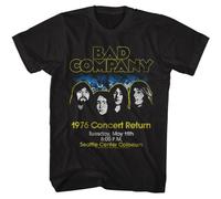 Bad Company 1976 Concert Return Adult T Shirt Tour Rock Music Band Black BlackXXX-Large
