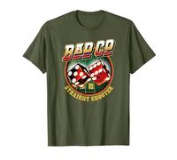 Bad Company Straight Shooter Dice Logo T-Shirt, Men, Olive Green, X-Large