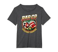 Bad Company Straight Shooter Dice Logo T-Shirt, Women's Plus, Dark Heather Grey, 3X