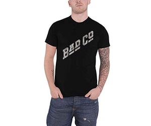 Bad Company T Shirt Slant Band Logo Distressed Official Mens Black L