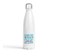 Bad Day Fishing Drinks Bottle - Stainless Steel Double-Walled - Hand-Printed in The UK - Hot & Cold Drink Bottle - 500ml - Gift for Anglers, dad, Grandad