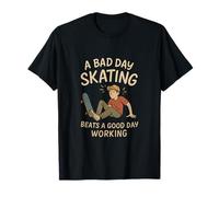 Bad Day Skating Beats Work Retro Skate Graphic T-Shirt