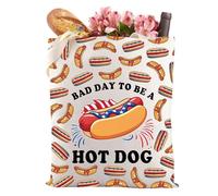 Bad Day To Be a Hot Dog Tote Bag 4th Of July Memorial Day Hot Dog Lover Gift Hot Dog Themed Shopping Bag (HOT DOG tote bag3)