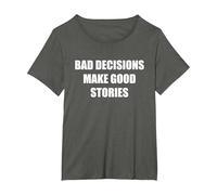 Bad Decisions Make Good Stories T-Shirt, Women's Plus, Asphalt, 1X