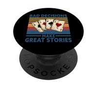 Bad Decisions Make Great Stories Funny Poker Casino Retro PopSockets Adhesive PopGrip