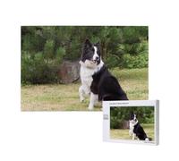 Bad Dog Border Collie,1000 Pieces Wooden Jigsaw Family Game Jigsaw Puzzles for Adults Teens Home Decor