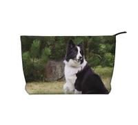 Bad Dog Border Collie, Cosmetic Bag Corduroy Makeup Bag Portable Travel Toiletry Bag