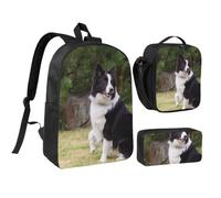 Bad Dog Border Collie,Student Backpack,Lunch Bag,Pencil Case 3 Piece Set