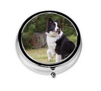 Bad Dog Border CollieMeta Pill Box 3 Compartment Medicine Case,Portable Organizer