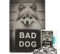 Bad Dog Pomeranian Mugshot Decorative Jigsaw Puzzle for Adults, 500 PCS
