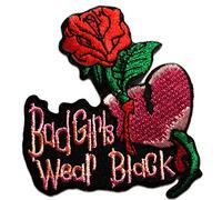 Bad Girls Wear Black! Biker - Iron on Patches Adhesive Emblem Stickers Appliques, Size: 2.76 x 2.87 inches