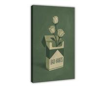 Bad Habits Cigarette Box with Roses Poster Canvas Poster Bedroom Decor Landscape Office Room Decor Gift 20x30inch(50x75cm)