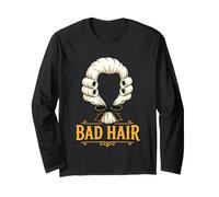 Bad Hair Colonial Pig Wig Funny Vector Art Long Sleeve T-Shirt