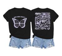 Bad Idea Right Shirt Vintage Graphic Tees for Women Concert Music Pop Rock Album Tour Tshirts Letter Print Top, Black 03, L