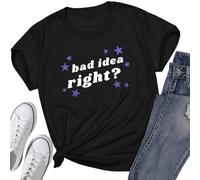 Bad Idea Right Shirt Vintage Graphic Tees for Women Concert Music Pop Rock Album Tour Tshirts Letter Print Top, Black 01, S