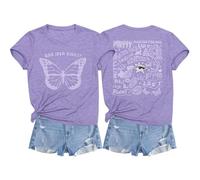 Bad Idea Right Shirt Vintage Graphic Tees for Women Concert Music Pop Rock Album Tour Tshirts Letter Print Top, Purple 03, L