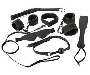 Bad Kitty - Faux Leather Velcro Bondage Set (8 Piece) - Black