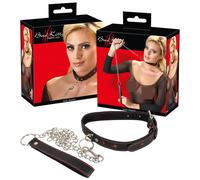Bad Kitty - Heart Collar and Metal Leash (Black)