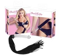 Bad Kitty - Leather Whip with Glass Dildo (Transparent-Black)