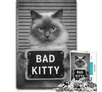 Bad Kitty Mugshot Artistic Jigsaw Puzzle for Adults, 500 PCS
