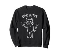 Bad Kitty Smoking Cat Edgy Hand Drawn Sketch Graphic Sweatshirt