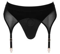 Bad Kitty Strap-on Thong with Suspender String Black L