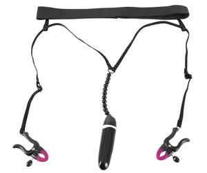 Bad Kitty - Vibrating Panty with Clitoral Clip - Black (S-L)