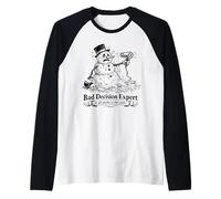 Bad Life Choices Snowman, Dark Humor Vintage Apparel Raglan Baseball Tee