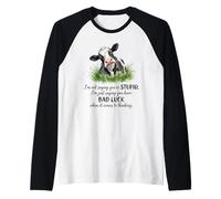 Bad Luck When It Comes to Thinking Funny Sarcastic Cow Farm Raglan Baseball Tee