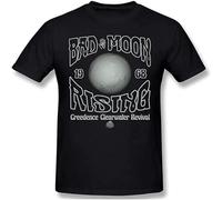 Bad Moon Rising T-Shirt Men Basic Crew Neck Short Sleeve Graphic Novelty Fashion Tee Shirts Black L
