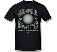 Bad Moon Rising T-Shirt Men Basic Crew Neck Short Sleeve Graphic Novelty Fashion Tee Shirts S Black L