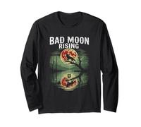 Bad Moon Rising Wolf Reflection Skull Horror Scene Halloween Long Sleeve T-Shirt