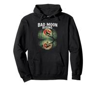 Bad Moon Rising Wolf Reflection Skull Horror Scene Halloween Pullover Hoodie