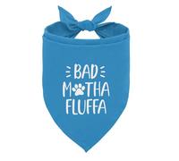 Bad Motha Fluffa Dog Bandana, Funny Pet Triangle Scarf Accessories, Blue Dog Bandana, Printed Dogs Bandanas Gift for Dogs Lover Birthday or Christmas
