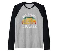 Bad Mother Trucker Funny Truck Driver Father Trucking Dads Raglan Baseball Tee