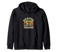 Bad Mother Trucker Funny Truck Driver Father Trucking Dads Zip Hoodie