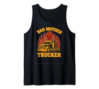 Bad Mother Trucker Skull and Flames for Bold Road Drivers Tank Top