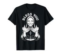 Bad Nun Rude Middle Finger Funny Offensive Adult Antisocial T-Shirt