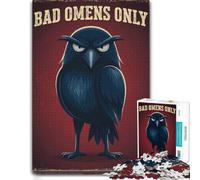 Bad Omens Only - Dark Funny Crow Cartoon Post Jigsaw Puzzle, 1000 Pieces | For adults: Adult Jigsaw Puzzle - clear motif details for easier section planning at home.