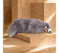 Bad Puppy butt plug with silver fur tail - Cosplay & Human Pup Play