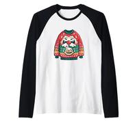 Bad Santa Face with Ugly Xmas Sweater Motive Raglan Baseball Tee