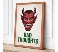Bad Thoughts Devil Retro Canvas Wall Art Print 24x16 Inch (61 x 41 cm)
