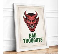 Bad Thoughts Devil Retro Framed Wall Art Print A2 White