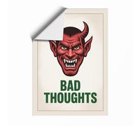 Bad Thoughts Devil Retro Unframed Wall Art Print A3 (42×29.7cm), Wall Decor for Living Room, Bedroom, Office & Home, Art Gift