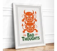Bad Thoughts Modern Framed Wall Art Print A2 (59.4×42cm) White, Wall Decor for Living Room, Bedroom, Office & Home, Ready to Hang, Art Gift