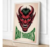 Bad Thoughts Retro Canvas Wall Art Print 24x16 Inch